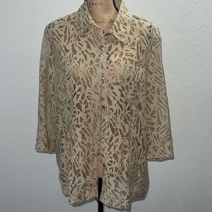 White Stag Tan Printed Button up Blouse